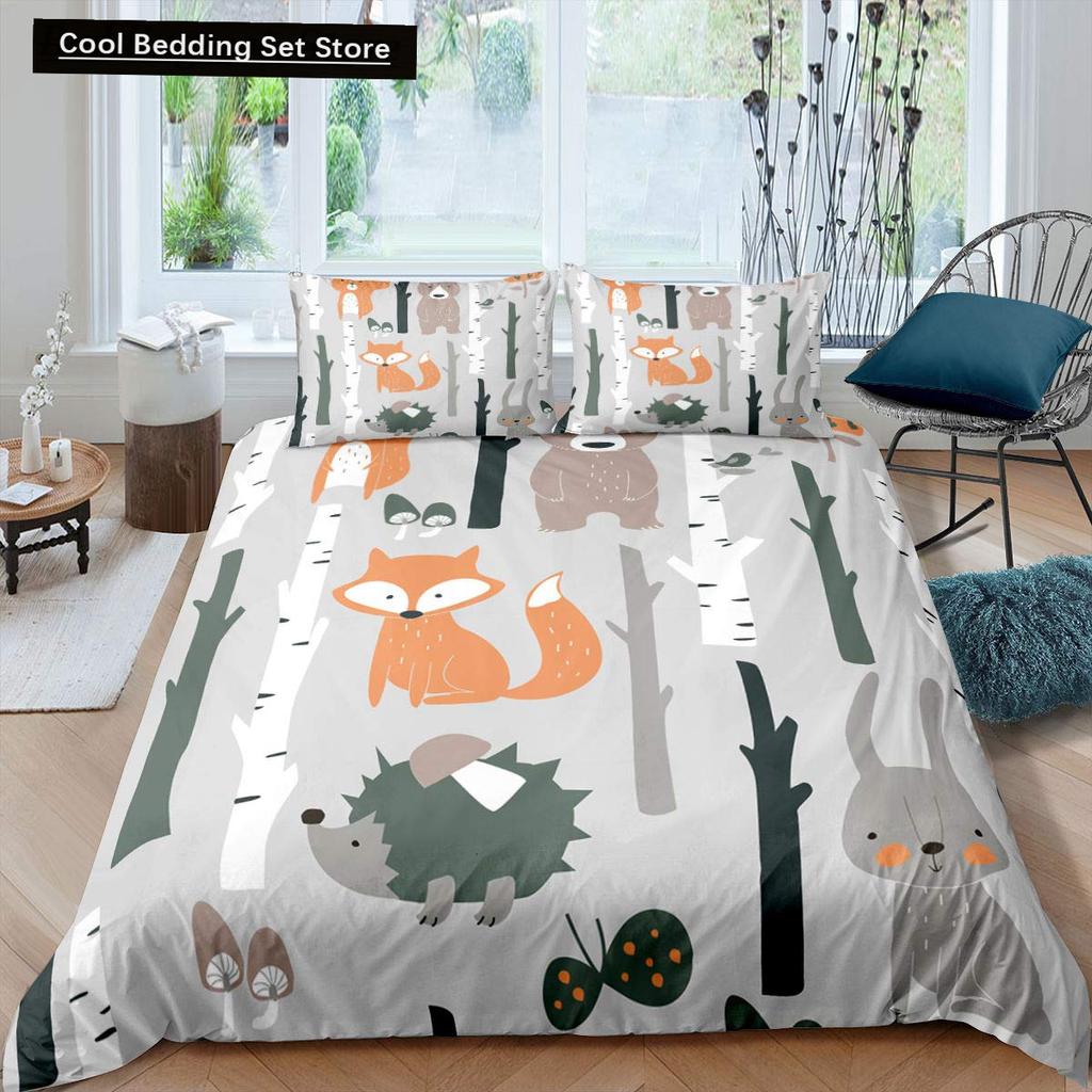 Детский мультяшный комплект постельного белья с изображением животных, зебры, жирафа, лисы, кенгуру, короля, королевы, мальчика, девочки, кролика, дикой природы, полиэстеровое одеяло