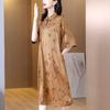 New Women's Loose Large Size Lady Dress Chinese Middle Age Mom's Dress