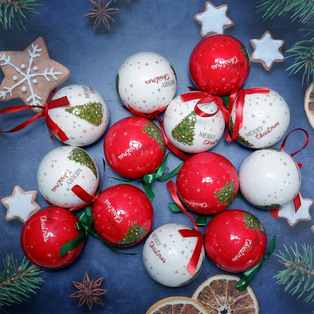 14 шт. в коробке, рождественские елочные подвесные шаровые украшения Navidad, новогодний шар, безделушка для рождественских украшений своими руками, шар с ремнями, детский подарок