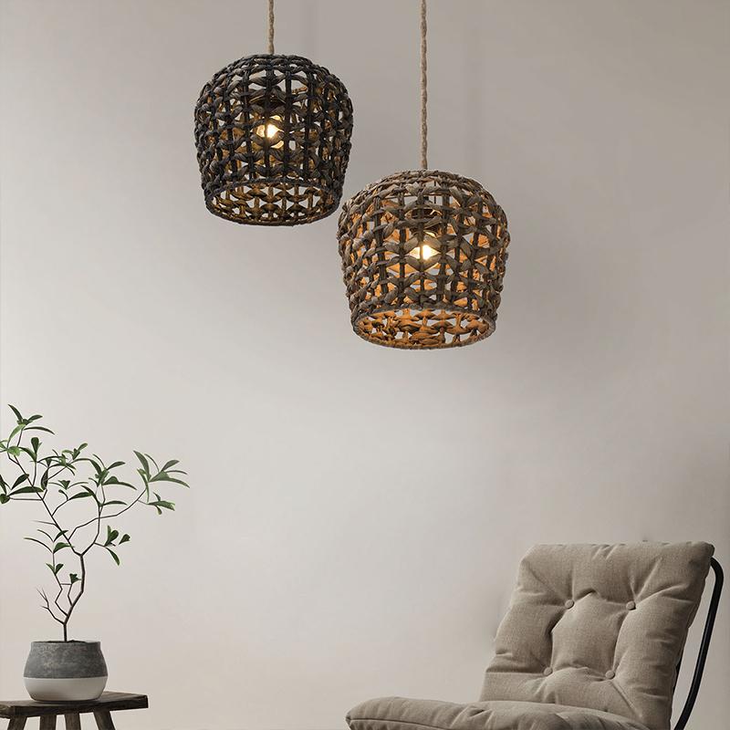 1 шт. Американский деревенский абажур ручной работы креативные подвесные светильники плетеный из травы абажур для фонаря сельский