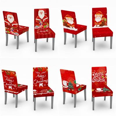 Рождественский чехол на обеденный стул с цифровым принтом, эластичные чехлы на стулья, чехол для офисного стула для банкета, отеля, дома, Рождественский декор
