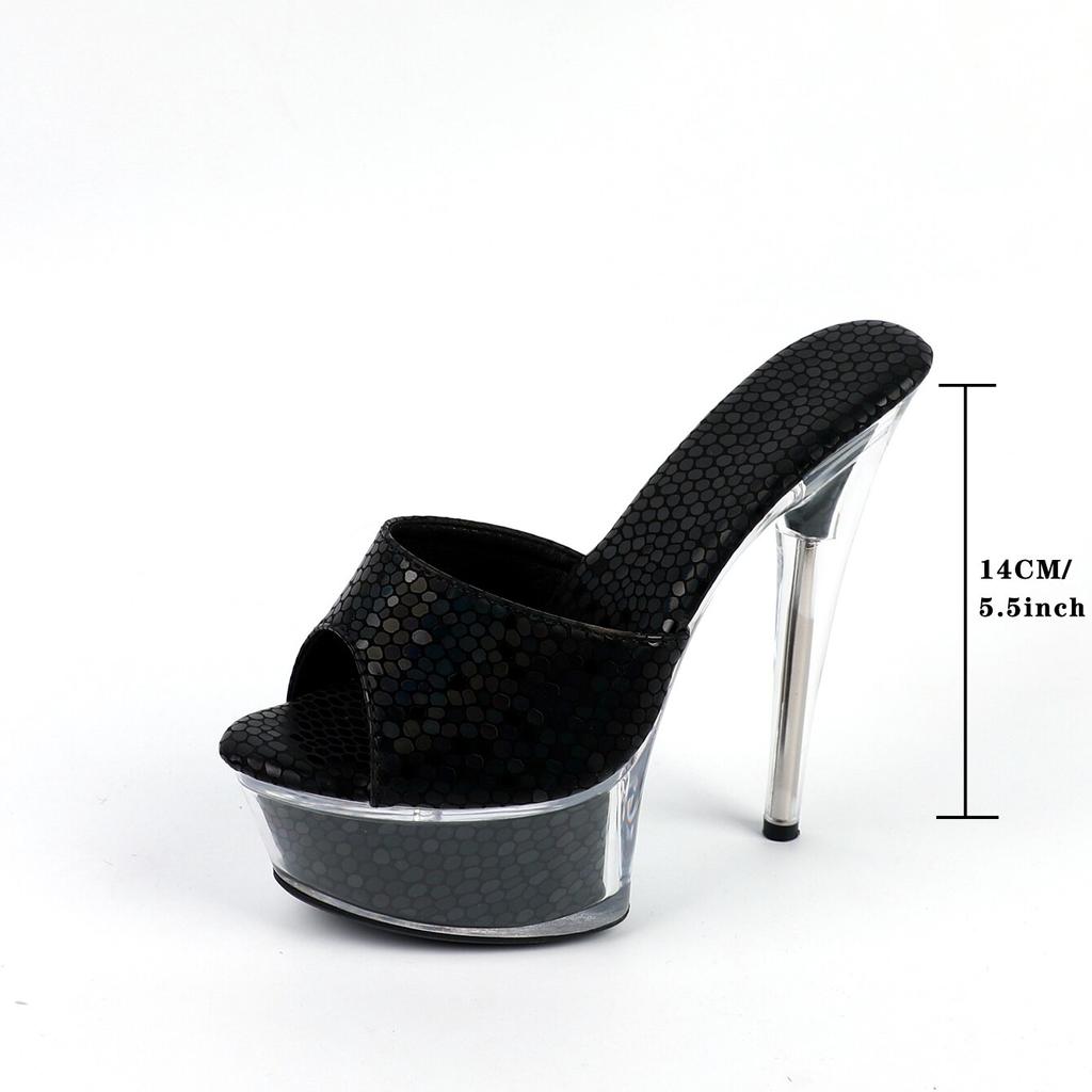Women's Shoes Spring Clear Heels Sexy Sandals Slipper Girls Shoe for Party Club 14cm Heel 4cm Platform LFD-B3662