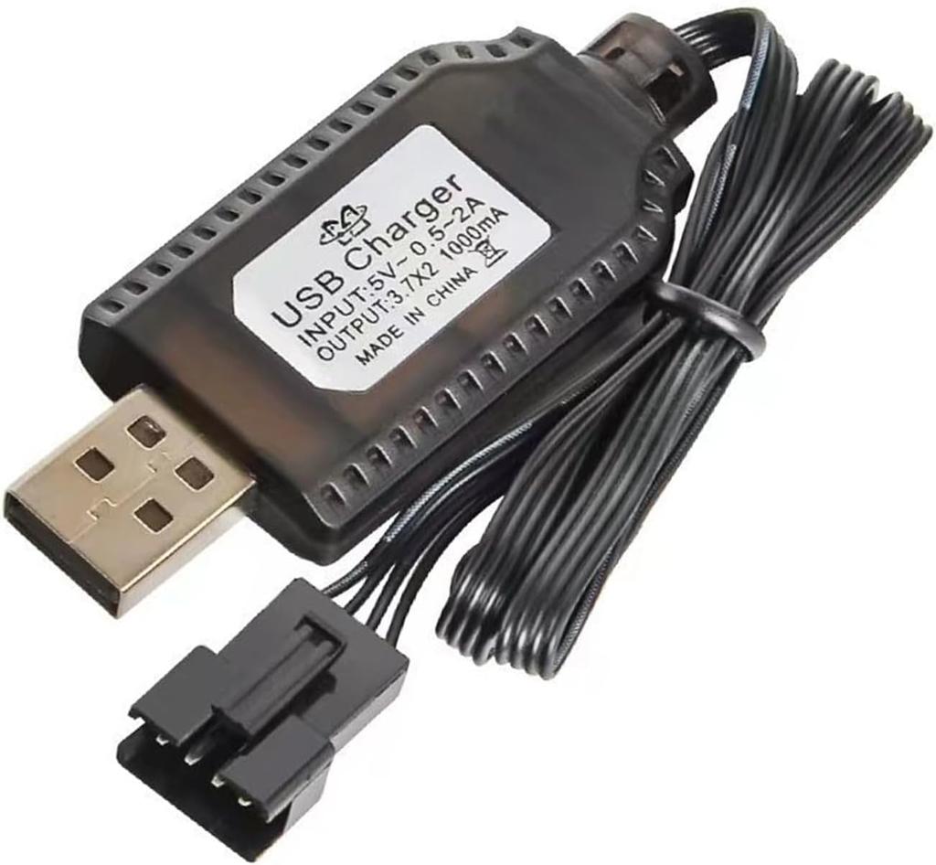 4Pcs Universal USB Charger for 7.4V 2S LiPo Battery with 4PIN SM-4P – Compatible with RC Car Drone Boat – Overcharge Protection