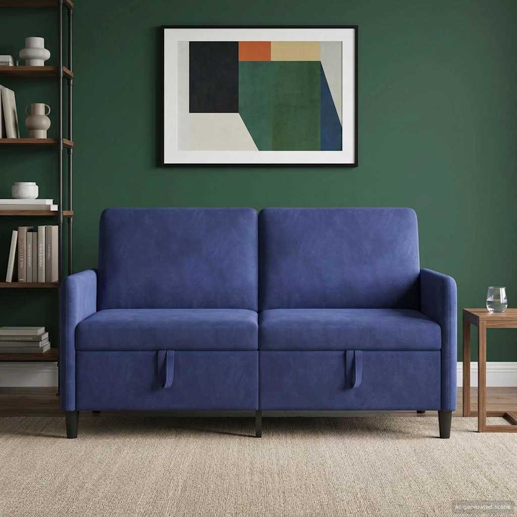 Sofa with Storage Space Police Blue 152 x 78 x 87 cm Polyester