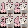 Comic Style Black Powder Digital Balloon Column Children'S First Birthday Party Decoration Scene Arrangement Photo Props