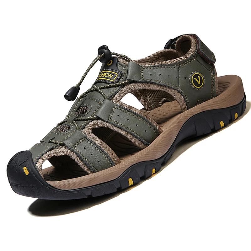 Fashion Gladiator Sandals for Men Summer Outdoor Beach Shoes Casual Womens Slides Cowhide Leather Sneakers Breathable Zapatillas Male