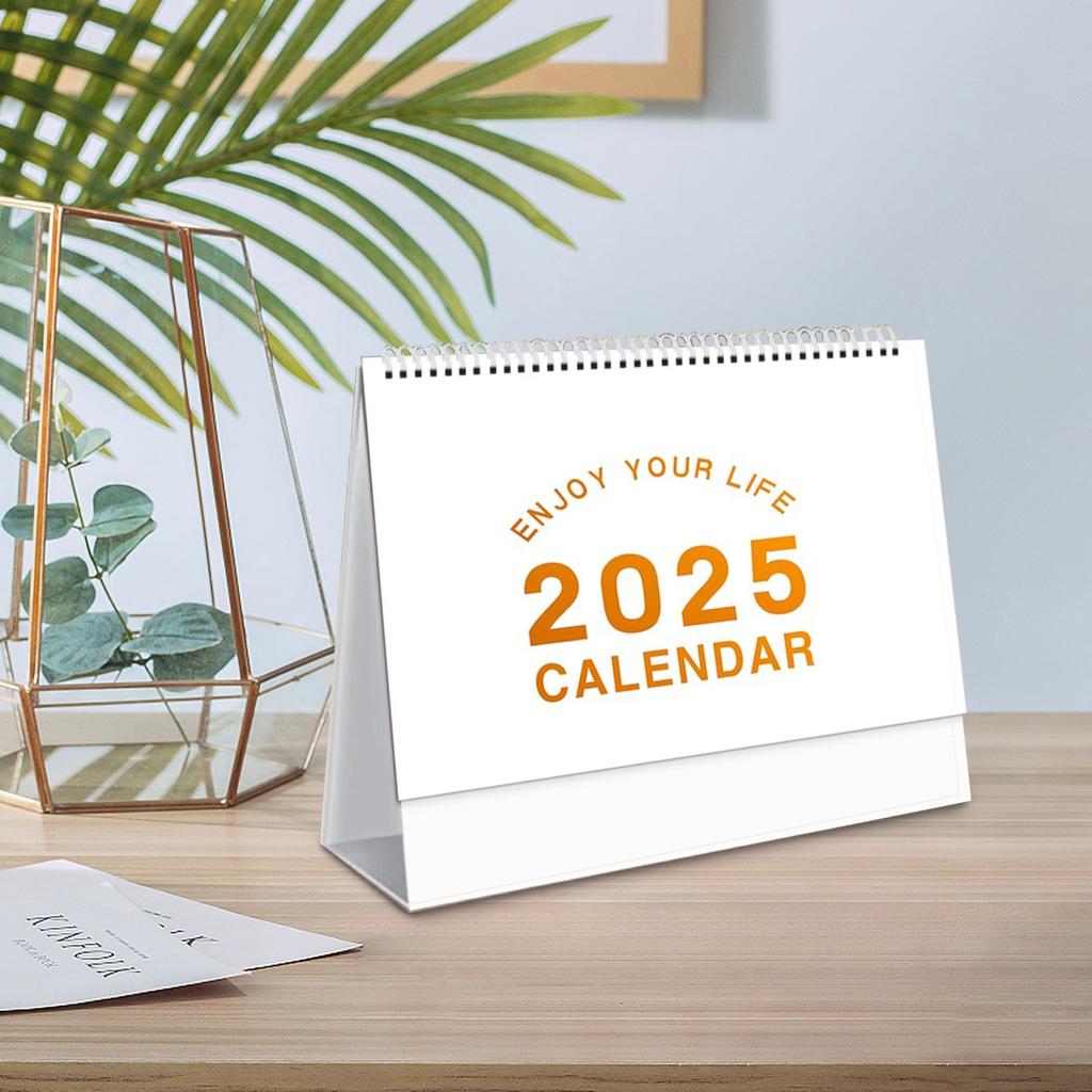 Small Desk Calendar Floral Desktop Standing Calendar, Horizontal Gold Coils Binding Calendar Monthly Flip Schedule For Home Classroom