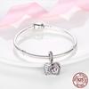 New 925 Sterling Silver Heart & Mum Dangle Charm Fit Women Original Bracelet Necklace 925 Silver Jewelry Mother's Day Gift
