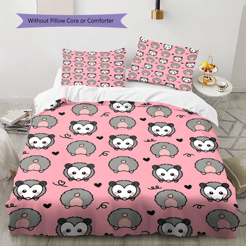 Pink Cartoon Art Pattern Bedding,Quilt Set Quilt Cover Pillowcase Home Birthday Gift (1 * duvet cover + 2 * pillowcase, without core)