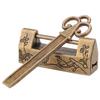 Mini Chinese Style Traditional Magpie Flowers Padlock Small Lock for Vintage Furniture Bronze