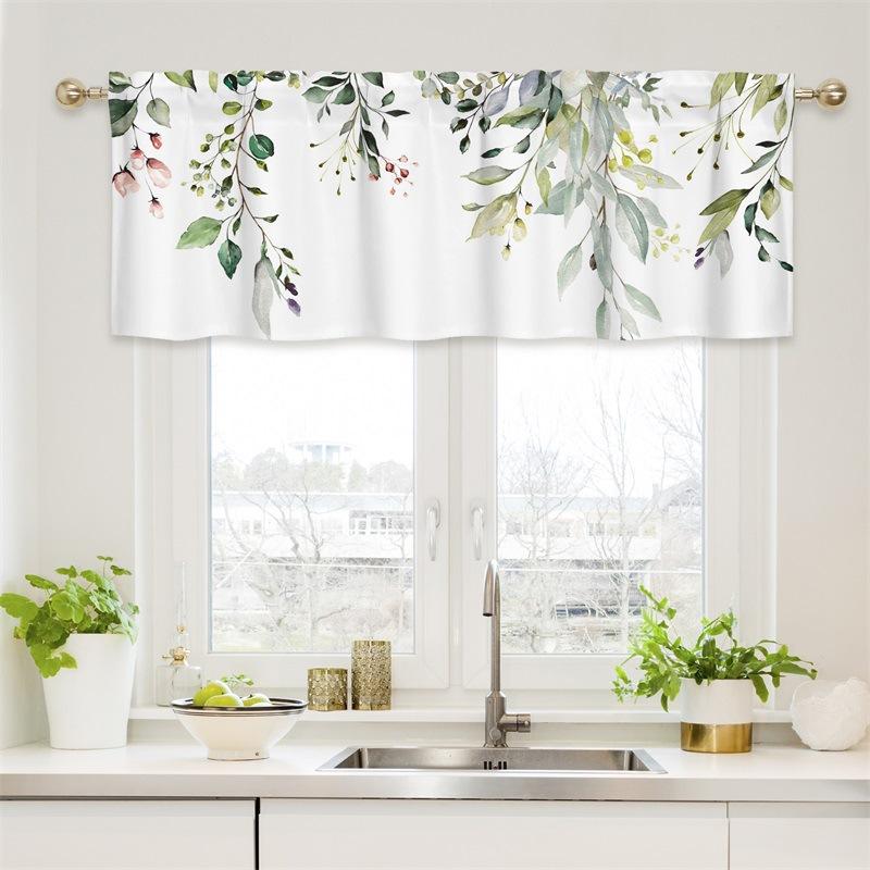 Curtain Valance, Wildflowers Spring Watercolor Flower Floral Print Plants Short Rod Pocket Window Treatment for Living Room, Bedroom, Kitchen,Bathroom