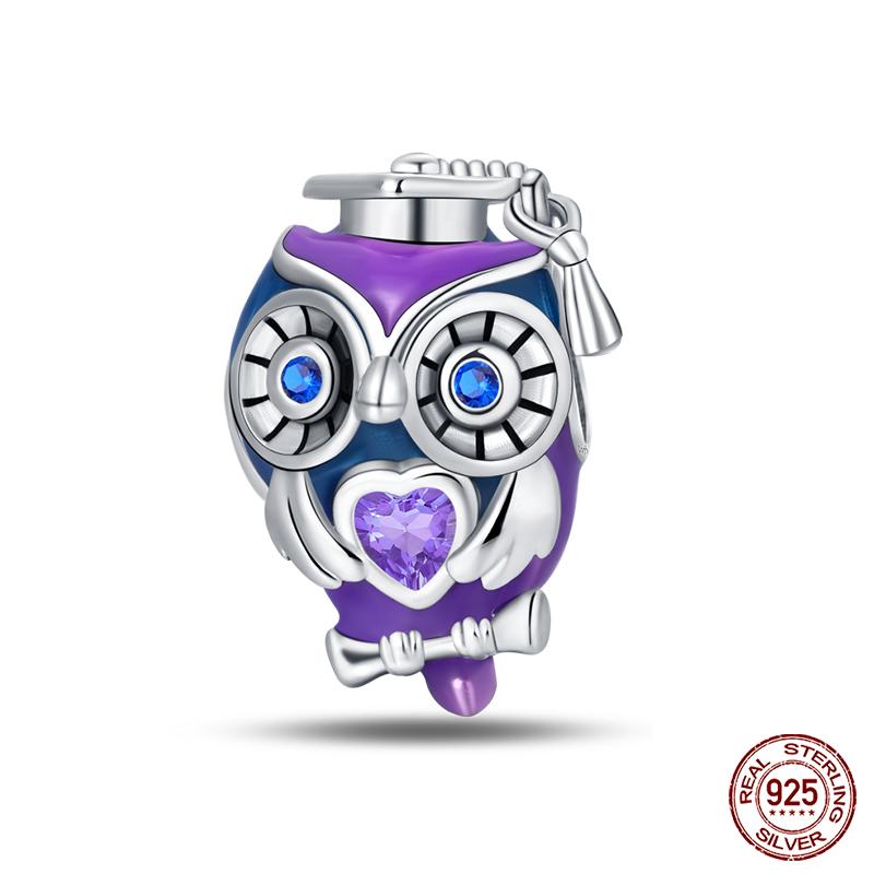 Copper Graduation Season Series Colored Owl Bachelor'S Hat Charms Beads Fit Qikaola Original Bracelets Diy Jewelry