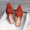 Spring  New Women 'S Mules Pointed Slippers Outdoors Muller Fashion Metal Design Office Casual Shoes Large Size 41 -43