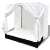 Outdoor Double Sun Lounger with Canopy and Curtains Poly Rattan Black