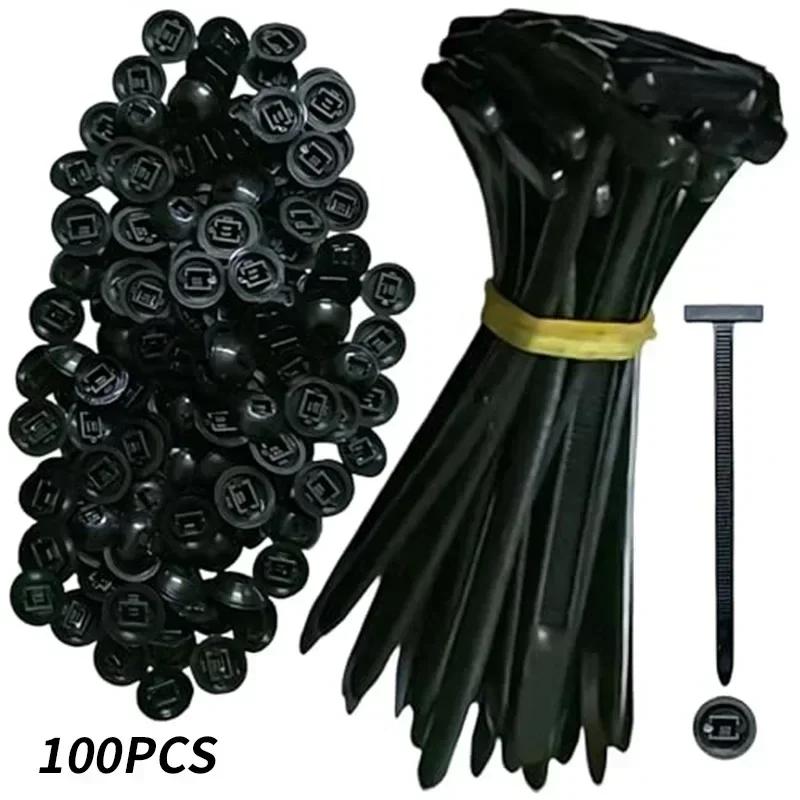 100/20PCS Nylon Cable Tie Buckle Heavy Duty Self-Locking Zip Ties Holder with Pin Fasteners Car Body UV Resistant Zipties