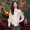 Новые китайские женские топы Весна Новый китайский стиль Косая планка пуговицы Двубортная рубашка стойка