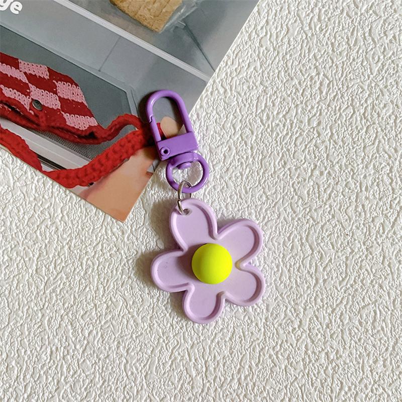 Корейский брелок с цветочным принтом в виде конфеты, милый цветочный брелок, держатель для ключей от машины, сумка, кулон, украшение для рюкзака, подарки для лучших друзей