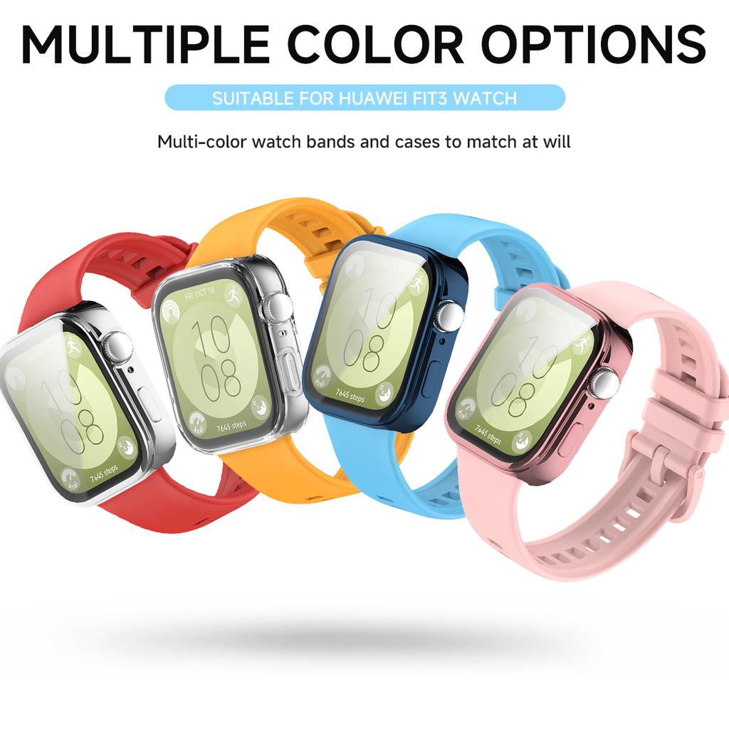 Для Huawei Watch Fit 3 Ремешок Мягкий Силикон Спортивный Браслет + Мягкий Чехол из ТПУ Дышащий Браслет для Умных Часов Для Huawei Fit3 Correa