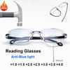Unisex Scratch Resistant Frameless Blue Light Blocking Bifocal Reading Glasses for Distance and Near Vision Eyeglasses