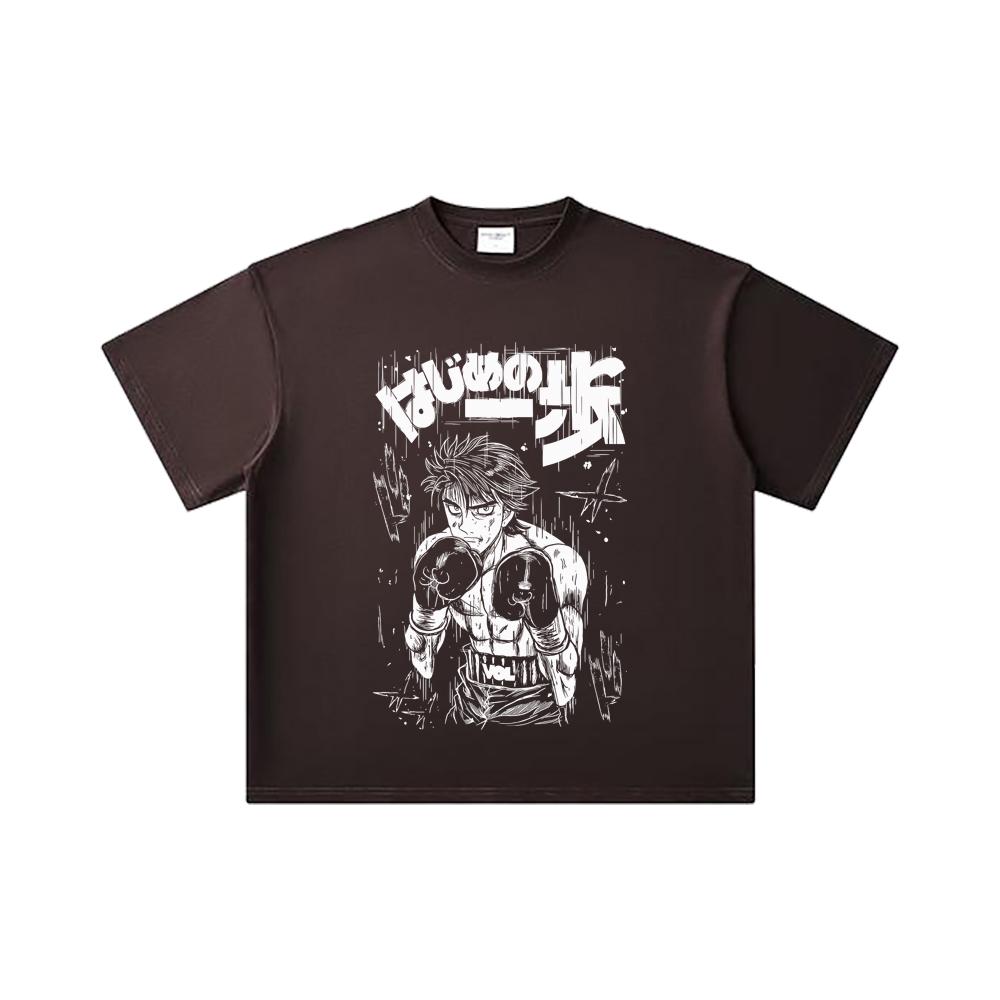 260 GSM Double Yarn 32 Count 100% Cotton Hajime no Ippo V8 Volg Print Unisex Heavy Cotton T Shirt