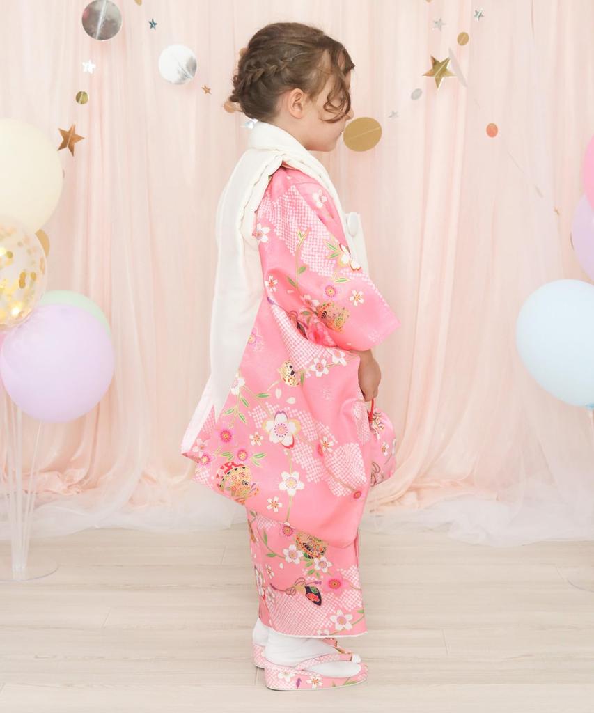 KYOETSU Kimono Set for Includes a Plain Kimono and 753 Cherry Blossom Spring 3-Year-Old Girls' Shichi-Go-San Ceremony, Accessories, (3. Dream,