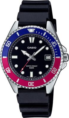 Стандартные аналоговые часы CASIO MDV-10-1A2V для мальчиков, женщин, девочек, синий и красный безель, уретановый ремешок, зарубежная модель [Параллельный импорт]