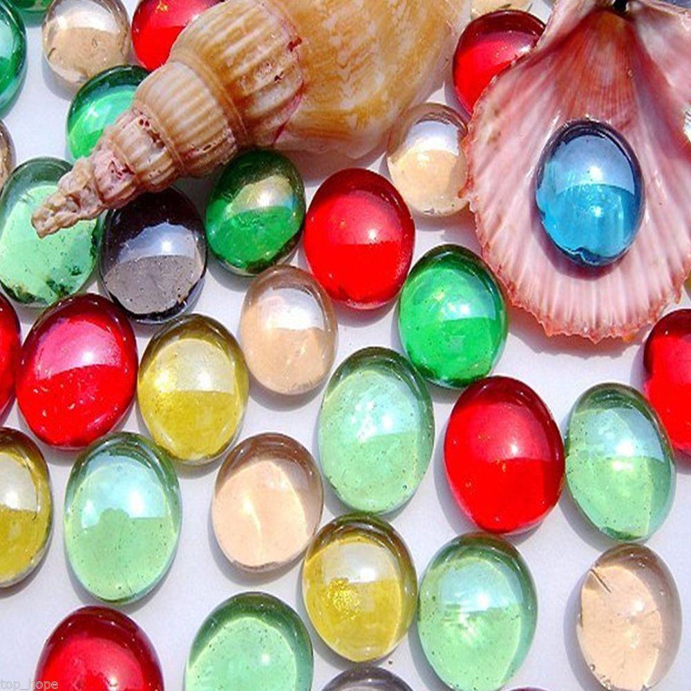 Rocks Ornament Stone Marbles Craft Pebbles Decoration Flat Aquarium Glass Stones Beads Fish Tank