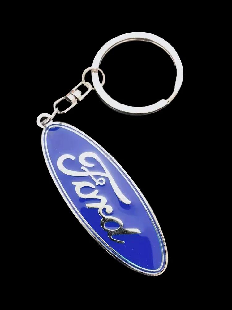YJBU1 Car Metal Emblem Keychain Zinc Alloy Anti-loss Key Ring For Ford Ranger S-Max Focus Galaxy Mondeo Transit Tourneo Custom Ranger