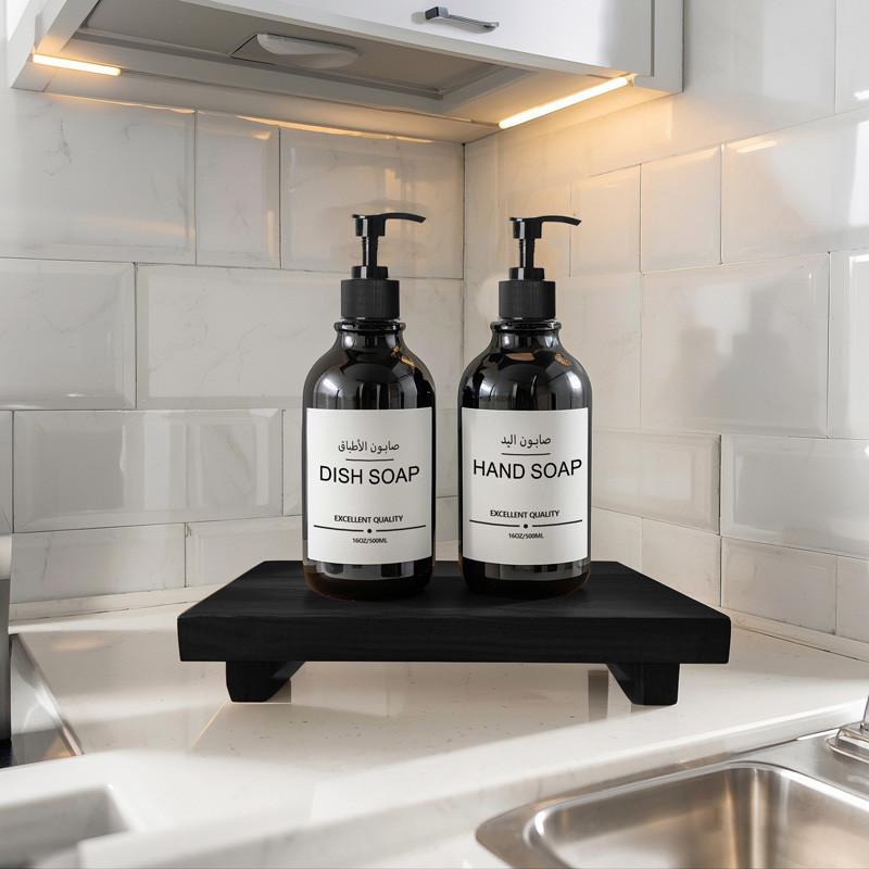 500 мл черный флакон для мыла и мыла для посуды дозатор для ванной комнаты с этикеткой/держателем/подносом многоразовый флакон для шампуня