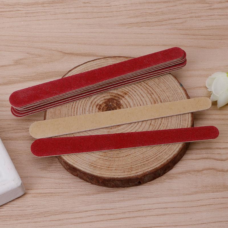 10 шт., шлифовальные пилочки для маникюра и дизайна ногтей, деревянная наждачная бумага в форме полумесяца, инструмент для дизайна ногтей, двухсторонняя толстая палочка