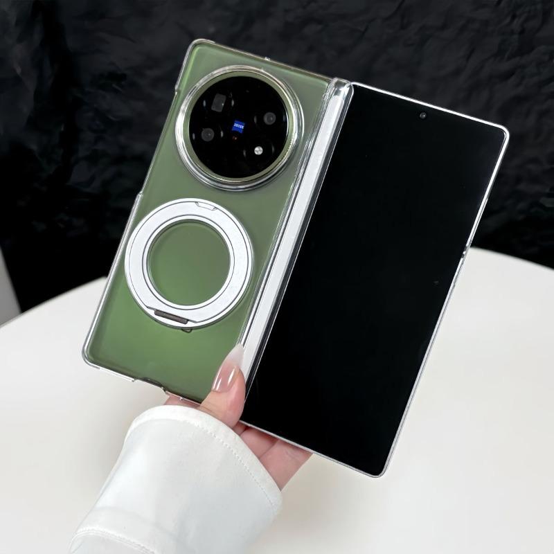 Чехол для Vivo X Fold 5 Магнитный 360° Кольцо Прозрачная Задняя Крышка Ледяной Кристалл Оснащенный Защитной Рамкой для Центрального Шарнира