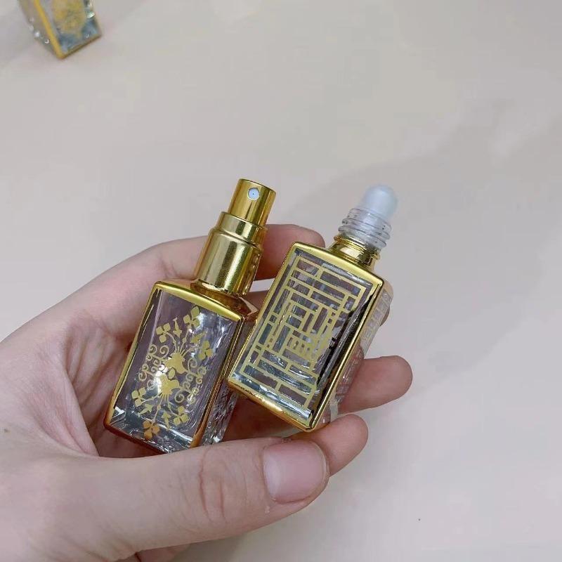 2 шт./набор Случайный узор Роскошный Золотой Роликовый флакон для эфирных масел Многоразовый Флакон для духов Стеклянный Ролик Флакон для эфирных масел Контейнер для косметики