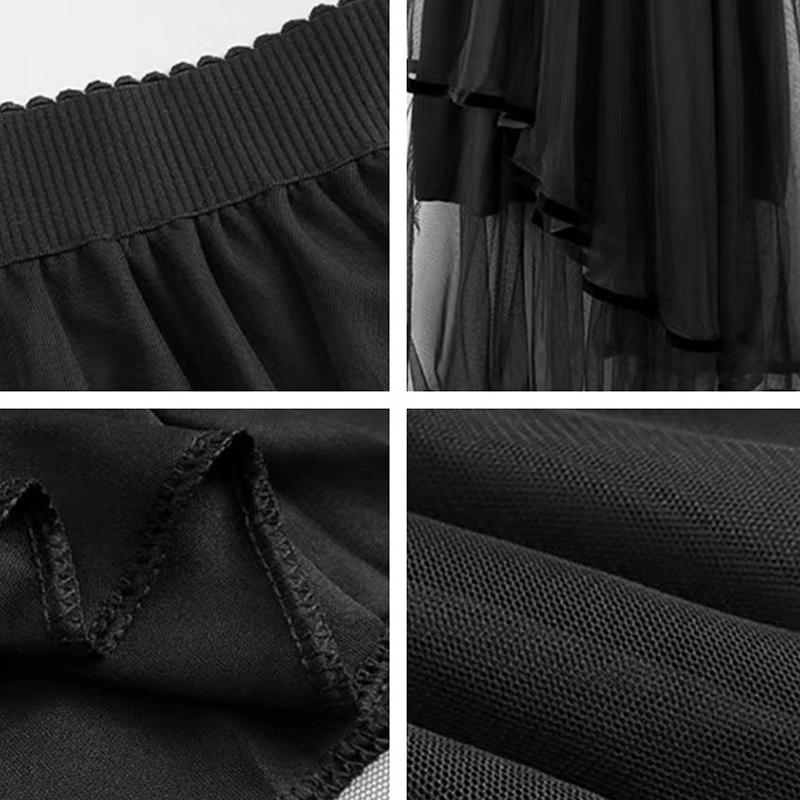 Женские юбки, однотонная корейская асимметричная сетчатая юбка, летние милые уютные свободные юбки, повседневная универсальная юбка с высокой талией