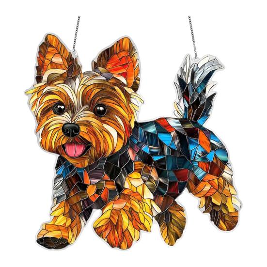 Собака ловец солнца окрашенный акриловый рождественский орнамент красочный щенок ловец солнца подвесное украшение для окна балкона сад
