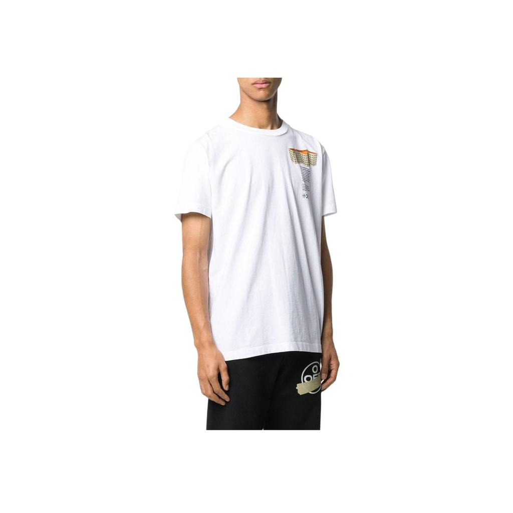 Off-White Футболка с коротким рукавом и круглым вырезом с буквенным принтом, мужская, серо-белая, OMAA027R201850070188