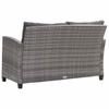 vidaXL 2-Sitzer-Gartensofa mit Kissen Grau 124 cm Poly Rattan