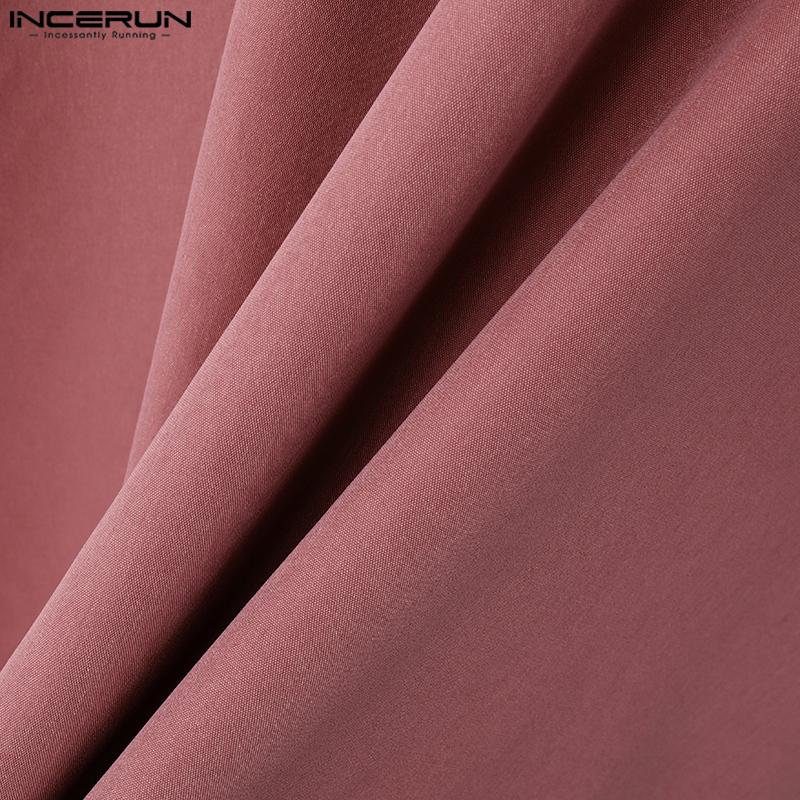 INCERUN Мужские весенние рубашки с длинным рукавом на пуговицах, нестандартные слои, топы-плащи