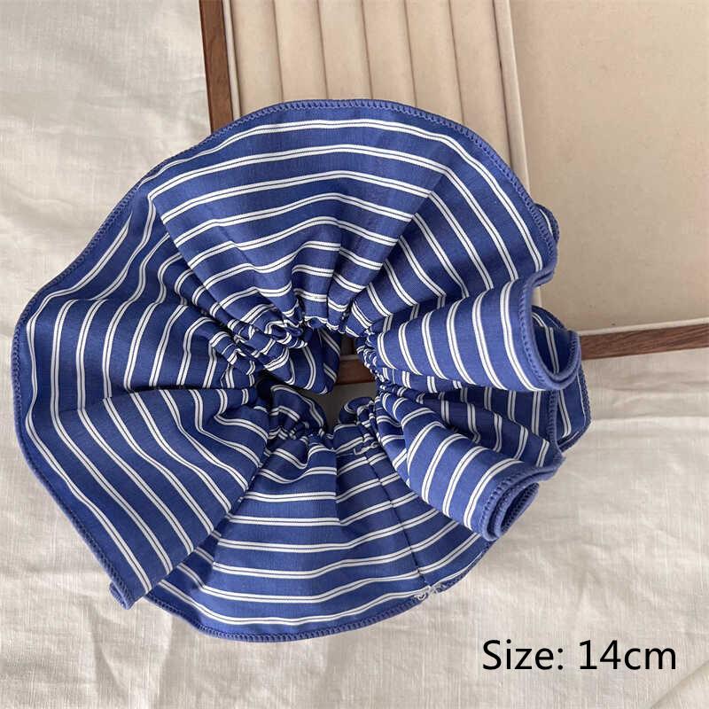 Trend Blue Striped Cloth Scrunchies Women Girls Elastic Hair Rubber Bands Accessories Tie Hair Ring Rope Headdress Headwear