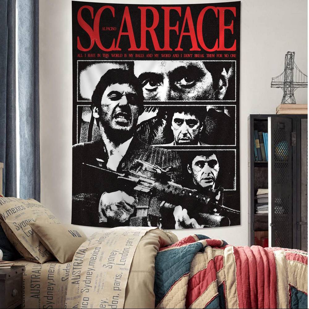 Vintage Classic Sscarface Chart Tapestry Art Science Fiction Room Home Decor Cheap Hippie Wall Hanging