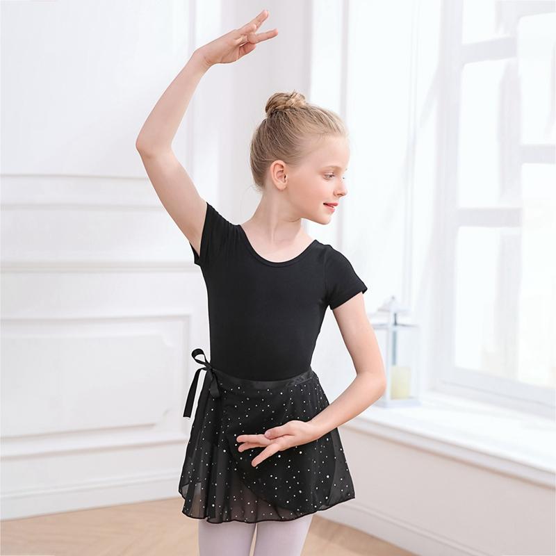 Детский танцевальный костюм для девочек, комплект из двух предметов, балетный комбинезон и юбка