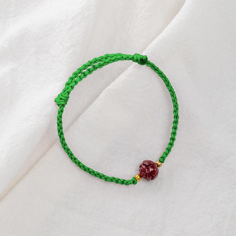 S925 Silver Single Lotus Purple Gold Sand Bracelet Women's Red String Beads New Year Transport Lucky Bracelet New