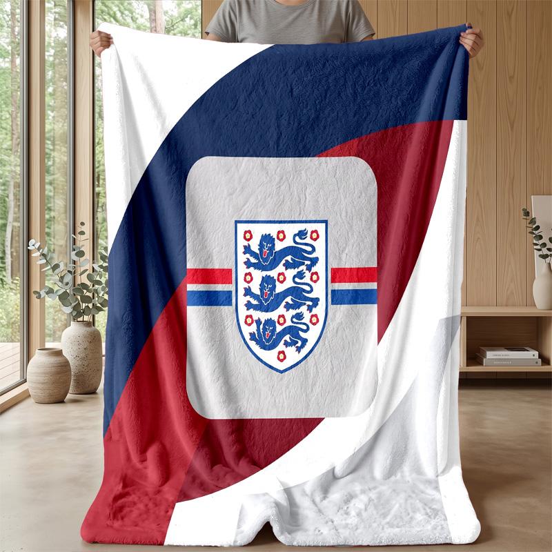 England Football Printed Flannel Blanket Skin Friendly Warm Decorative Throw for Indoor Couch Bed Daily Use