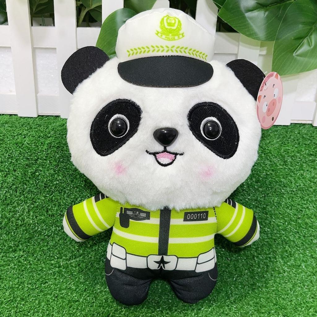 New plush toy exquisite cute police panda fire panda flow eight inch grab machine doll