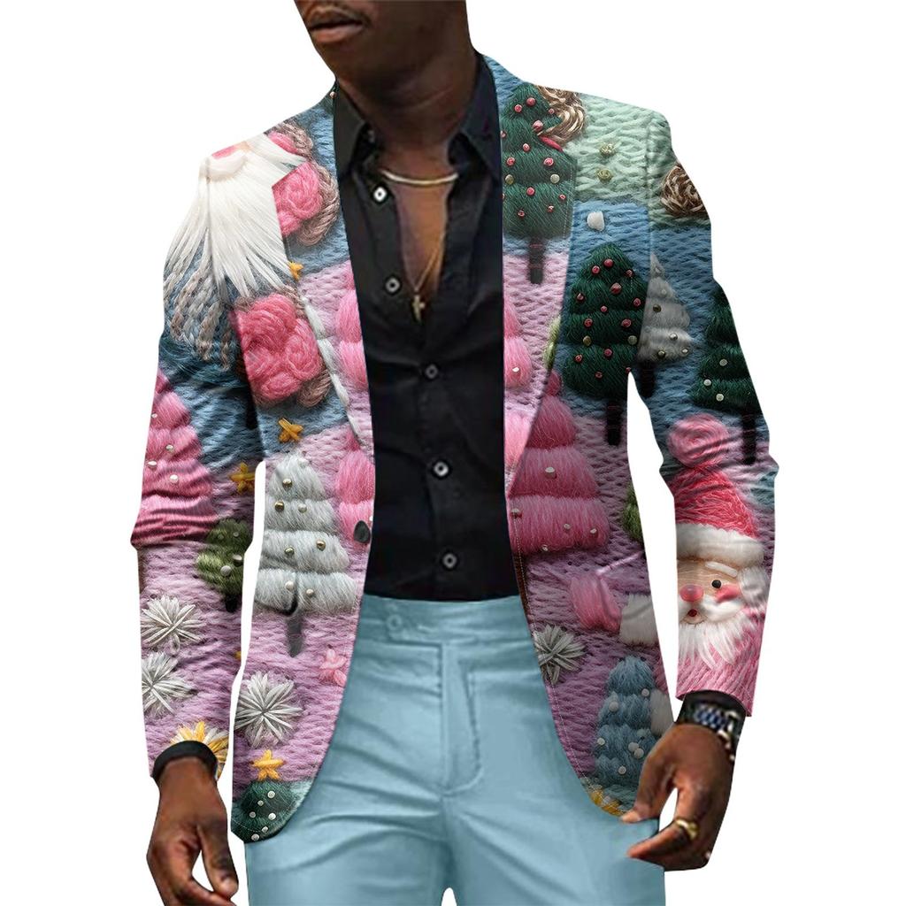 Unisex Winter Christmas Prints Suit Jackets Unisex Casual Fashion Button Jackets