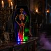 Automatic Dancing Skeleton Halloween in Casket, Light Up Musical Toy with Desktop Decoration LED Lights, Spooky Animated Decor, Party Haunted