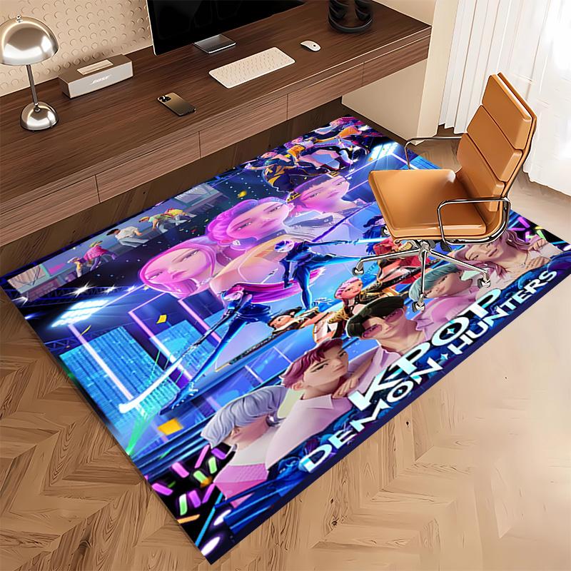 1pc Kpop Hunter4 Print Area Rug - Soft, Washable Non-Slip Indoor Mat, Living Room, Home Office Decorative Rug,Office Decorative