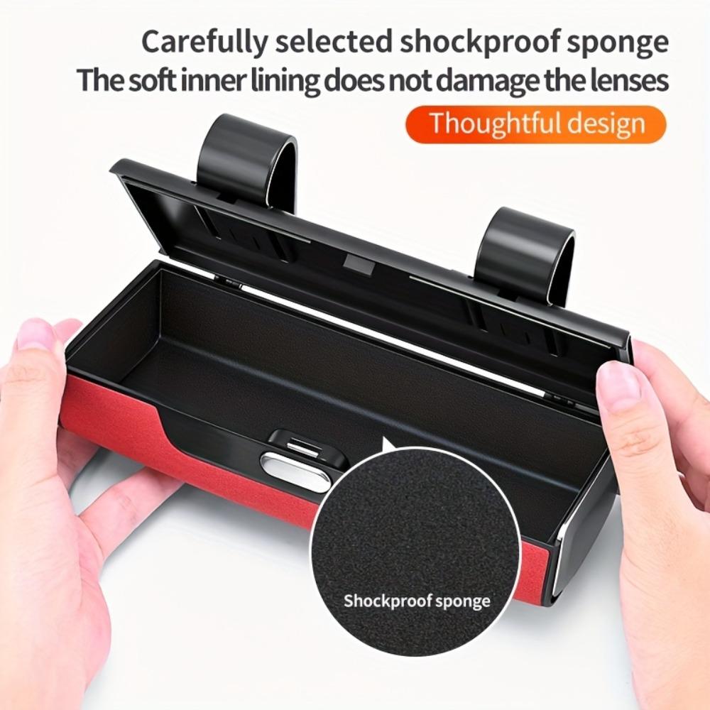 PU Leather Sun Visor Glasses Holder Storage Organizer Glasses Protection Storage Box Vehicle