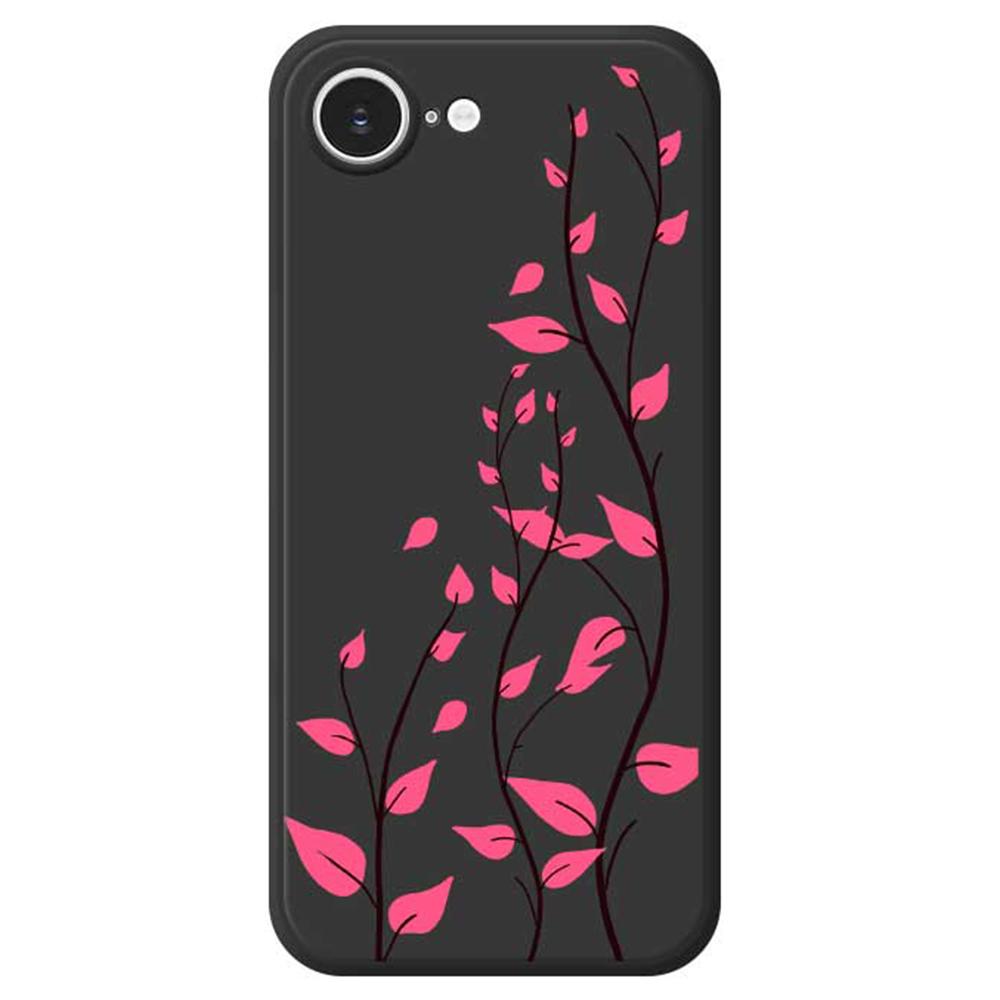 For iPhone 16e Case Red Leaves Pattern Printing Straight Edge TPU Phone Back Cover