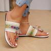 Fashion Butterfly Decor Clip Toe Women Slippers Bohemian Colorful Knitting Flat Sandals Woman Summer Comfort Non Slip Beach Flip Flops
