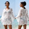 Sexy See Through Bikini Cover-ups White Lace Tunic Women Summer Beach Wear Swim Suit Cover Up Transparent Mini Dress